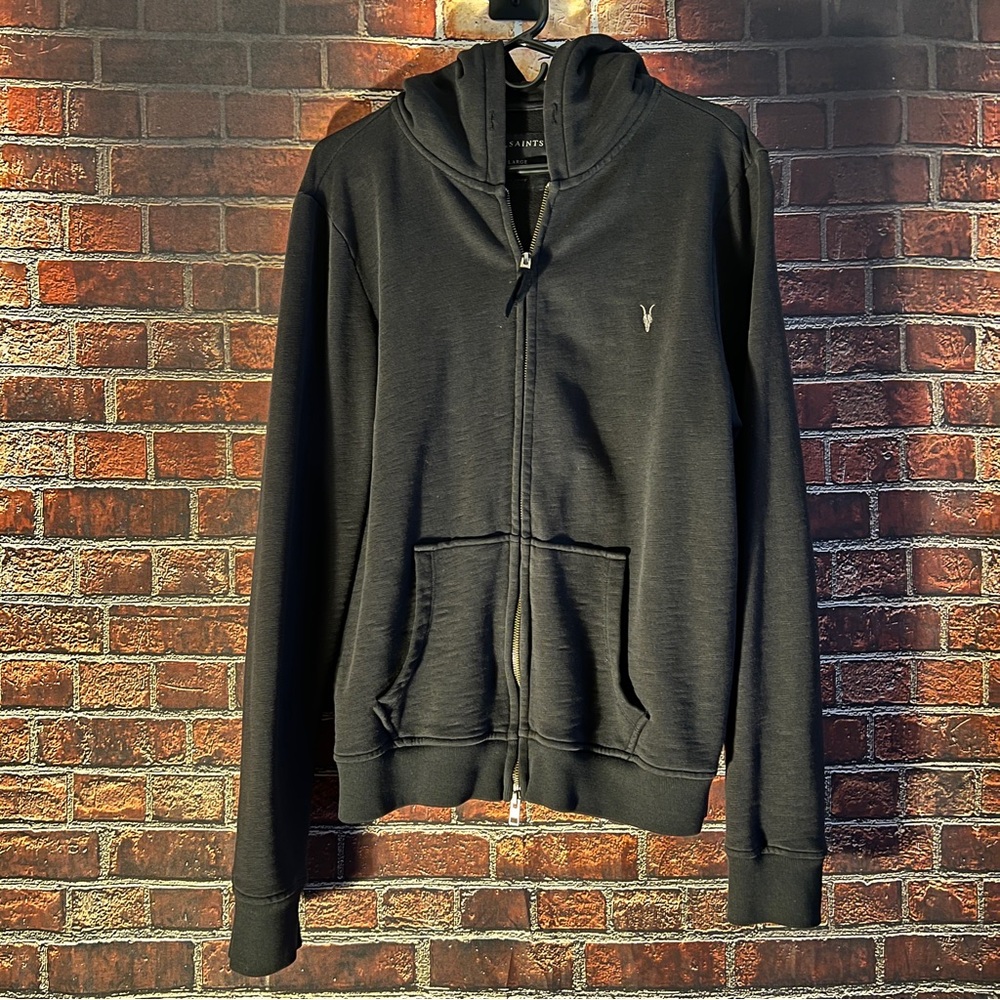 All Saints Black Zip-Up Hoodie